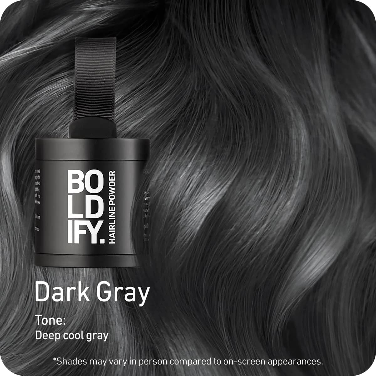 Boldify Hairline Powder Large 10g Dark Gray | Water-Resistant Root Touch Up for Gray Coverage - view 2