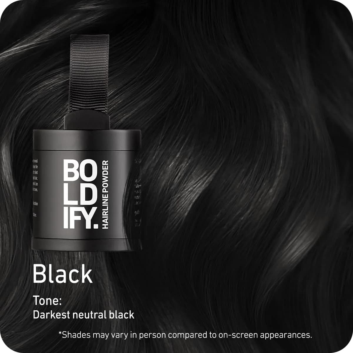 Boldify Hairline Powder Black | Water-Resistant Root Touch Up for Gray Coverage - view 2