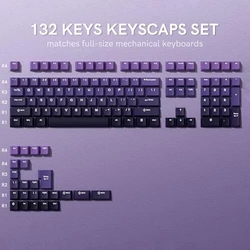 dagaladoo Double Shot PBT keycaps Purple, Cherry Profile Keyboard Keycaps | Gradient Purple, 132 Keys thumbnail 2