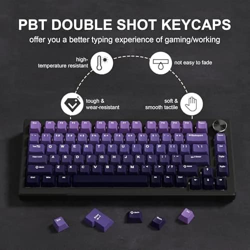 dagaladoo Double Shot PBT keycaps Purple, Cherry Profile Keyboard Keycaps | Gradient Purple, 132 Keys thumbnail 3