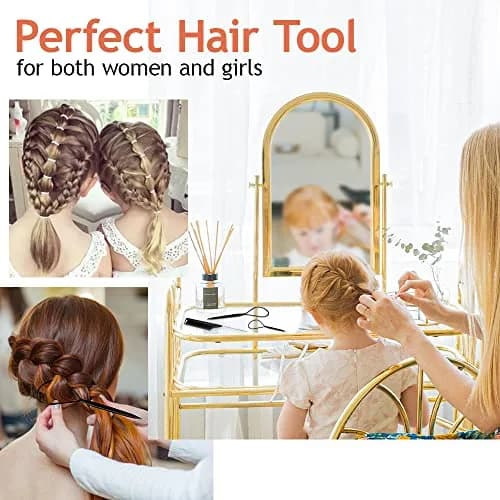 TsMADDTs 3Pack Hair Styling Tools Set with French Braid Loop, Rat Tail Comb, and Metal Pin Tail Comb | Effortless Braiding & Updos thumbnail 5