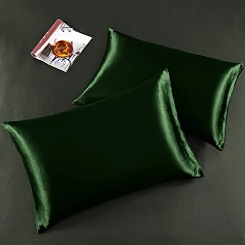 Horbaunal 6 Piece Queen Satin Sheet Set Emerald Green | 203cm x 152cm (80" x 60") + 4 Pillowcases 51cm x 76cm (20" x 30") thumbnail 5