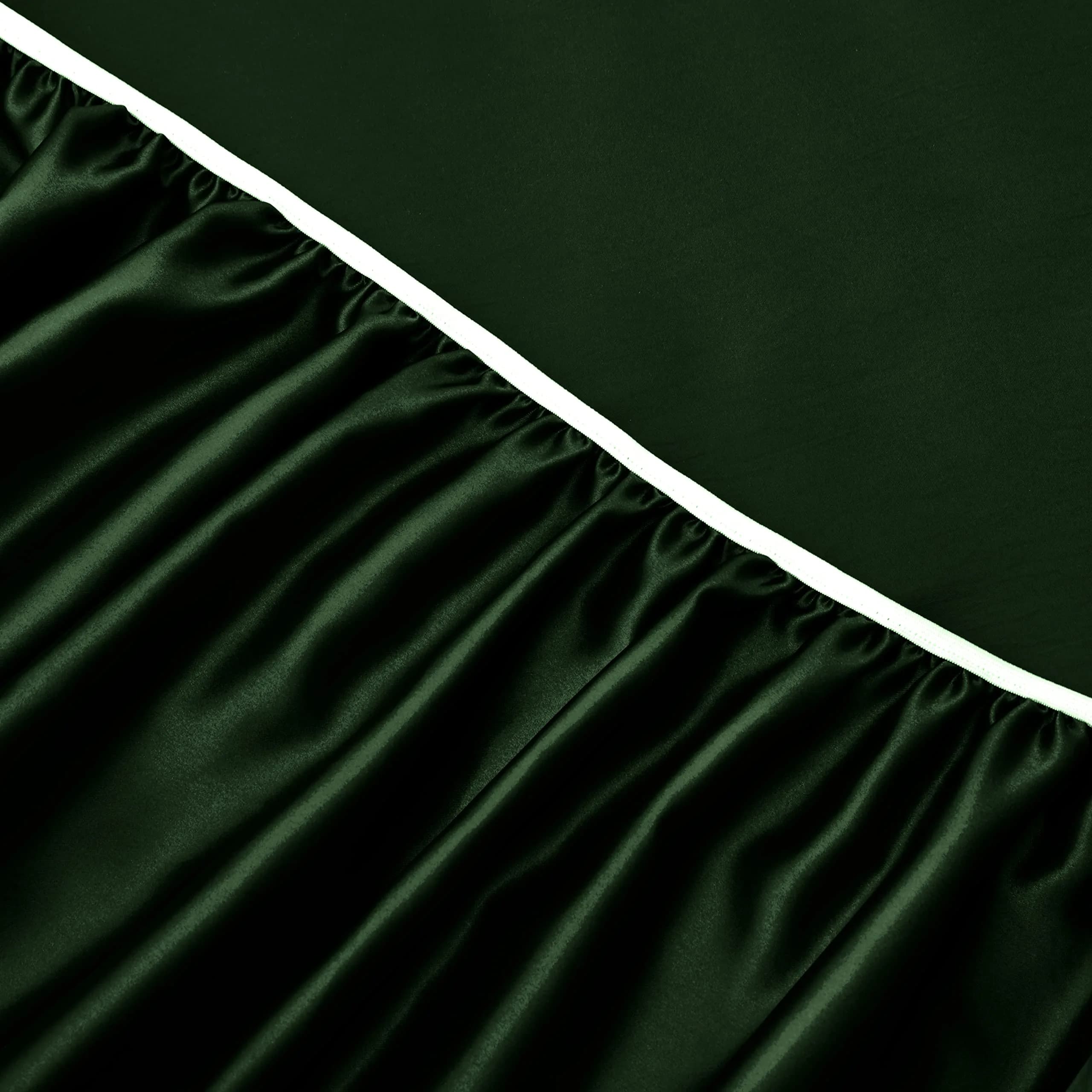 Horbaunal 6 Piece Queen Satin Sheet Set Emerald Green | 203cm x 152cm (80" x 60") + 4 Pillowcases 51cm x 76cm (20" x 30") - view 7