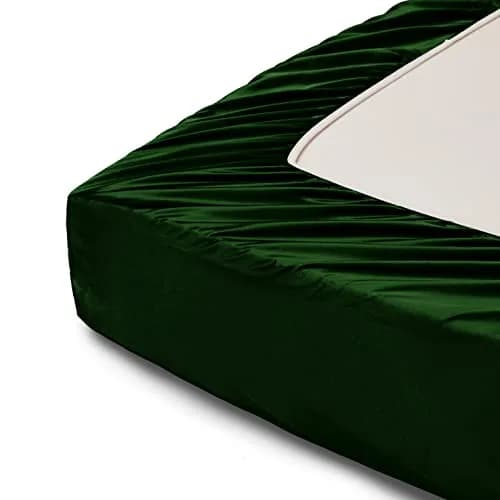 Horbaunal 6 Piece Queen Satin Sheet Set Emerald Green | 203cm x 152cm (80" x 60") + 4 Pillowcases 51cm x 76cm (20" x 30") thumbnail 8