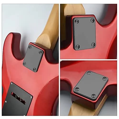 MAXCHEER Black Electric Bass Guitar Neck Plate with Screws | 64.5mm x 51.2mm thumbnail 4
