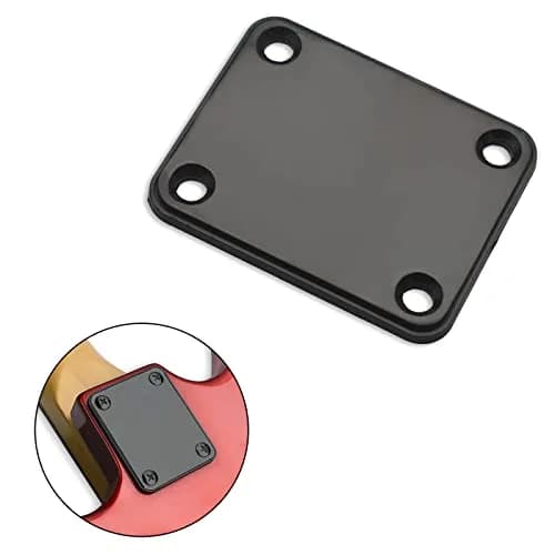 MAXCHEER Black Electric Bass Guitar Neck Plate with Screws | 64.5mm x 51.2mm thumbnail 3