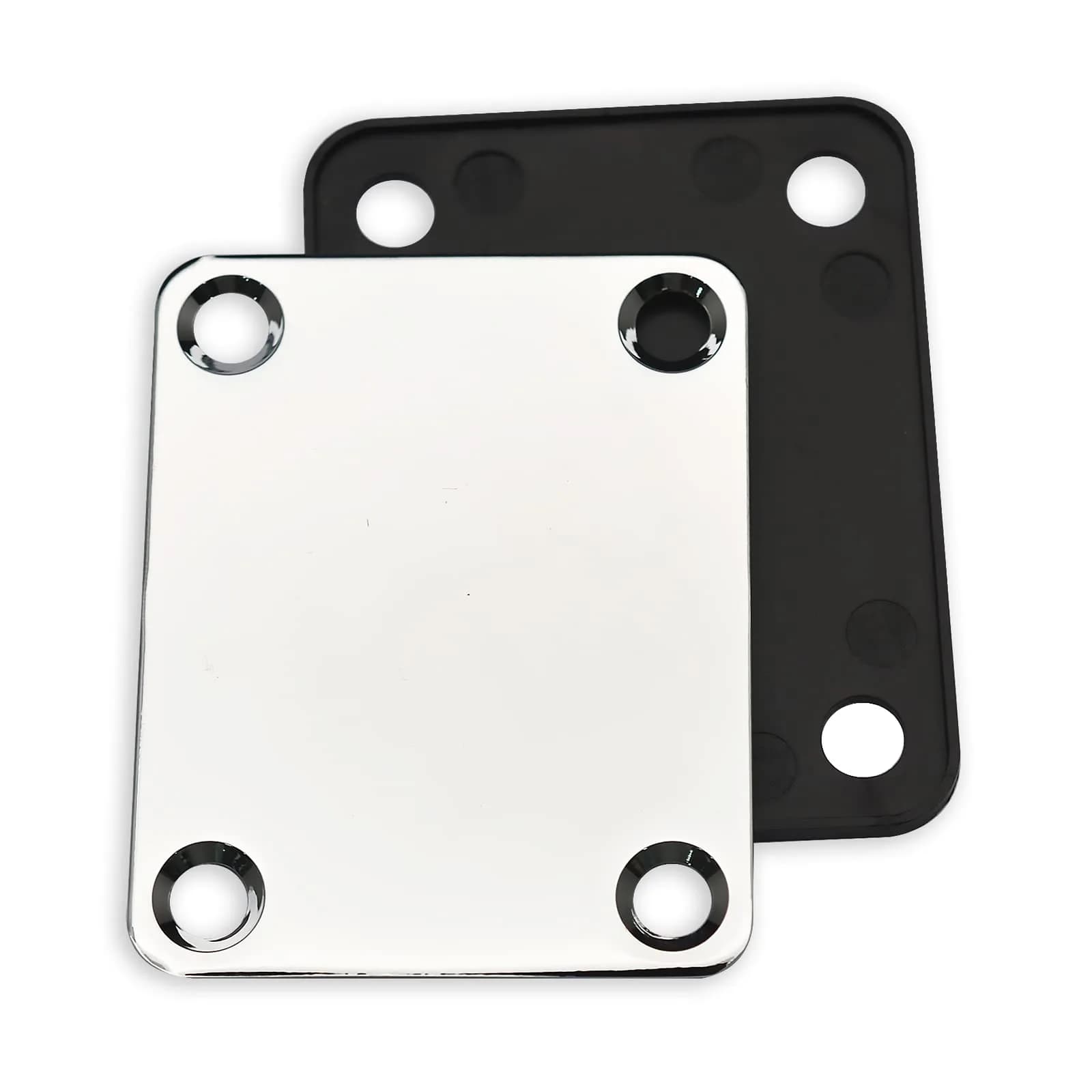 MAXCHEER Electric Bass Guitar Neck Plate with Screws & Back Plate, Chrome | Guitar Neck Joint Connecting Strengthen Plate - view 6