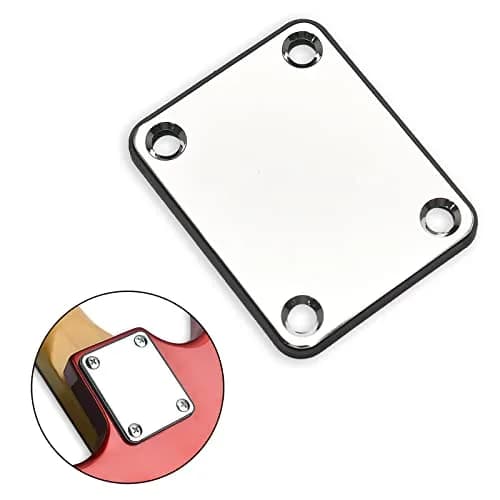 MAXCHEER Electric Bass Guitar Neck Plate with Screws & Back Plate, Chrome | Guitar Neck Joint Connecting Strengthen Plate thumbnail 3