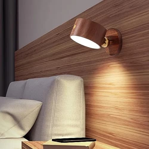 LANDGOO Wood Wall Sconce Bedside Lamp Rechargeable | Natural Wood, Dimmable, Portable thumbnail 4