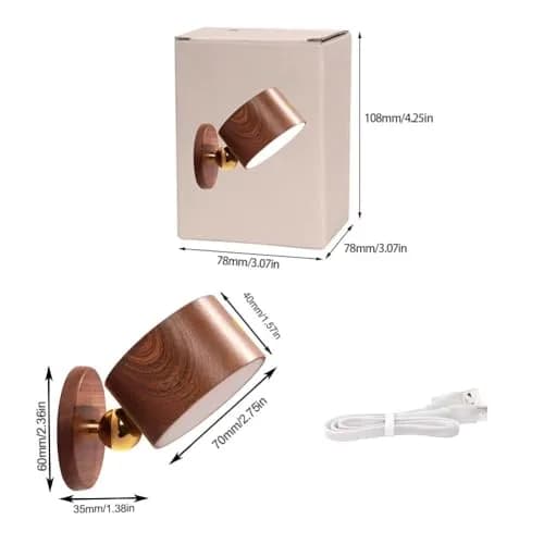 LANDGOO Wood Wall Sconce Bedside Lamp Rechargeable | Natural Wood, Dimmable, Portable thumbnail 6