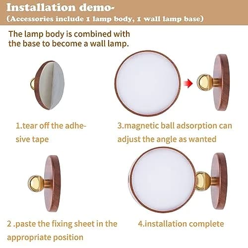 LANDGOO Wood Wall Sconce Bedside Lamp Rechargeable | Natural Wood, Dimmable, Portable thumbnail 9