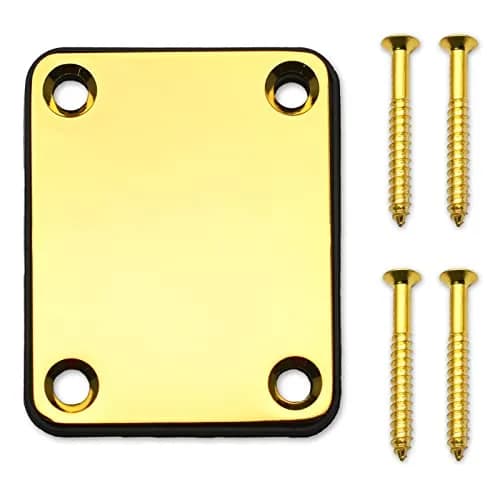 MAXCHEER Gold Bass Guitar Neck Plate with Screws | Strengthen Joint Connector thumbnail 1