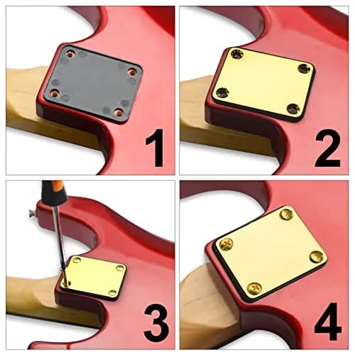 MAXCHEER Gold Bass Guitar Neck Plate with Screws | Strengthen Joint Connector thumbnail 2