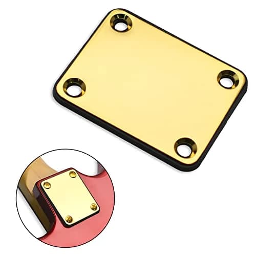 MAXCHEER Gold Bass Guitar Neck Plate with Screws | Strengthen Joint Connector thumbnail 3