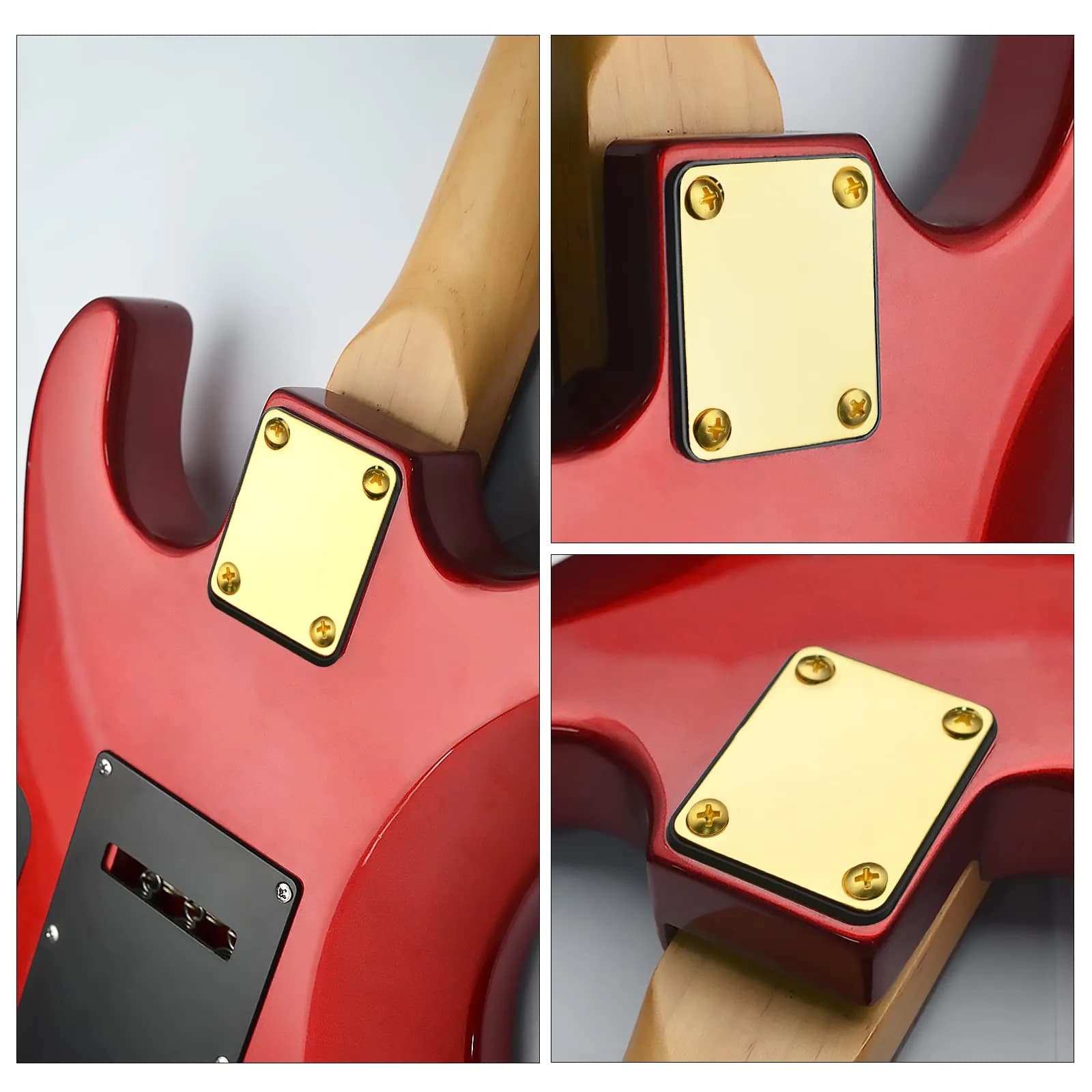 MAXCHEER Gold Bass Guitar Neck Plate with Screws | Strengthen Joint Connector - view 4