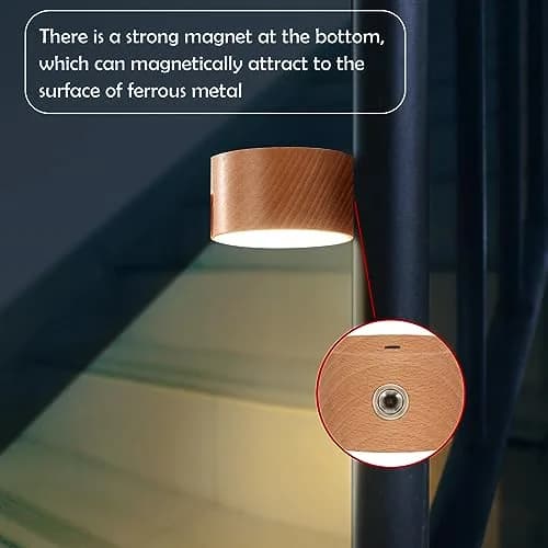 LANDGOO Wood Wall Sconce Bedside Lamp Rechargeable Night Light | Natural Wood, Dimmable, Portable thumbnail 4