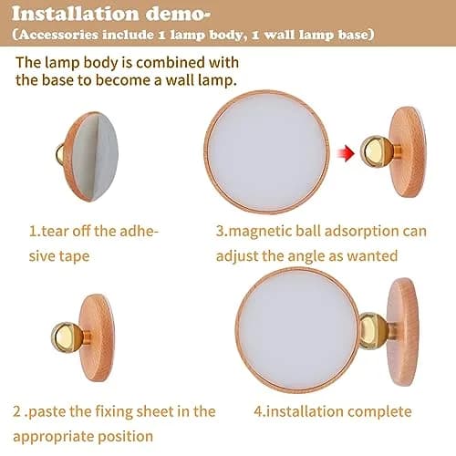 LANDGOO Wood Wall Sconce Bedside Lamp Rechargeable Night Light | Natural Wood, Dimmable, Portable thumbnail 8