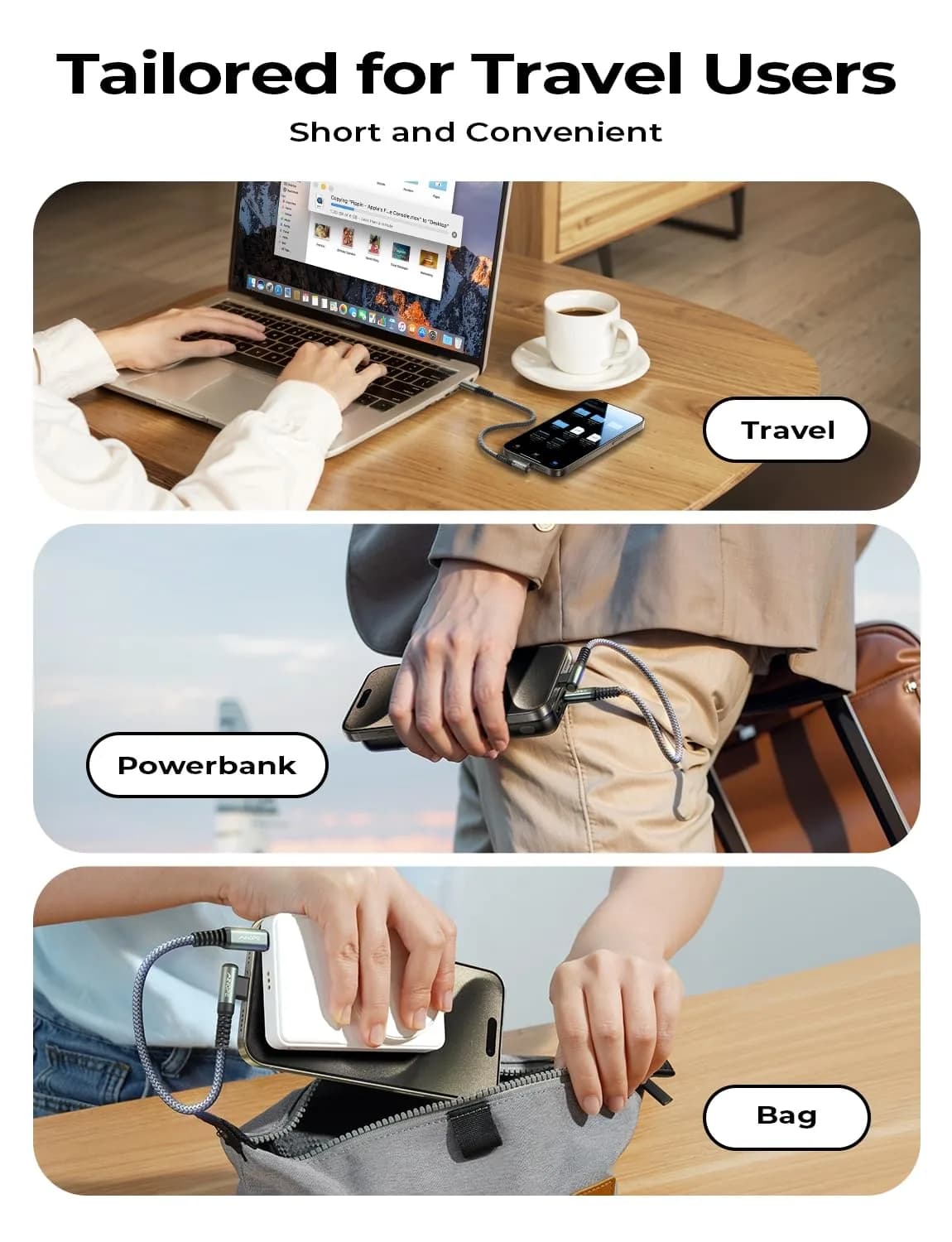 AINOPE Grey 1.5FT USB C to USB C Cable - 60W Fast Charging & Data Transfer - view 2
