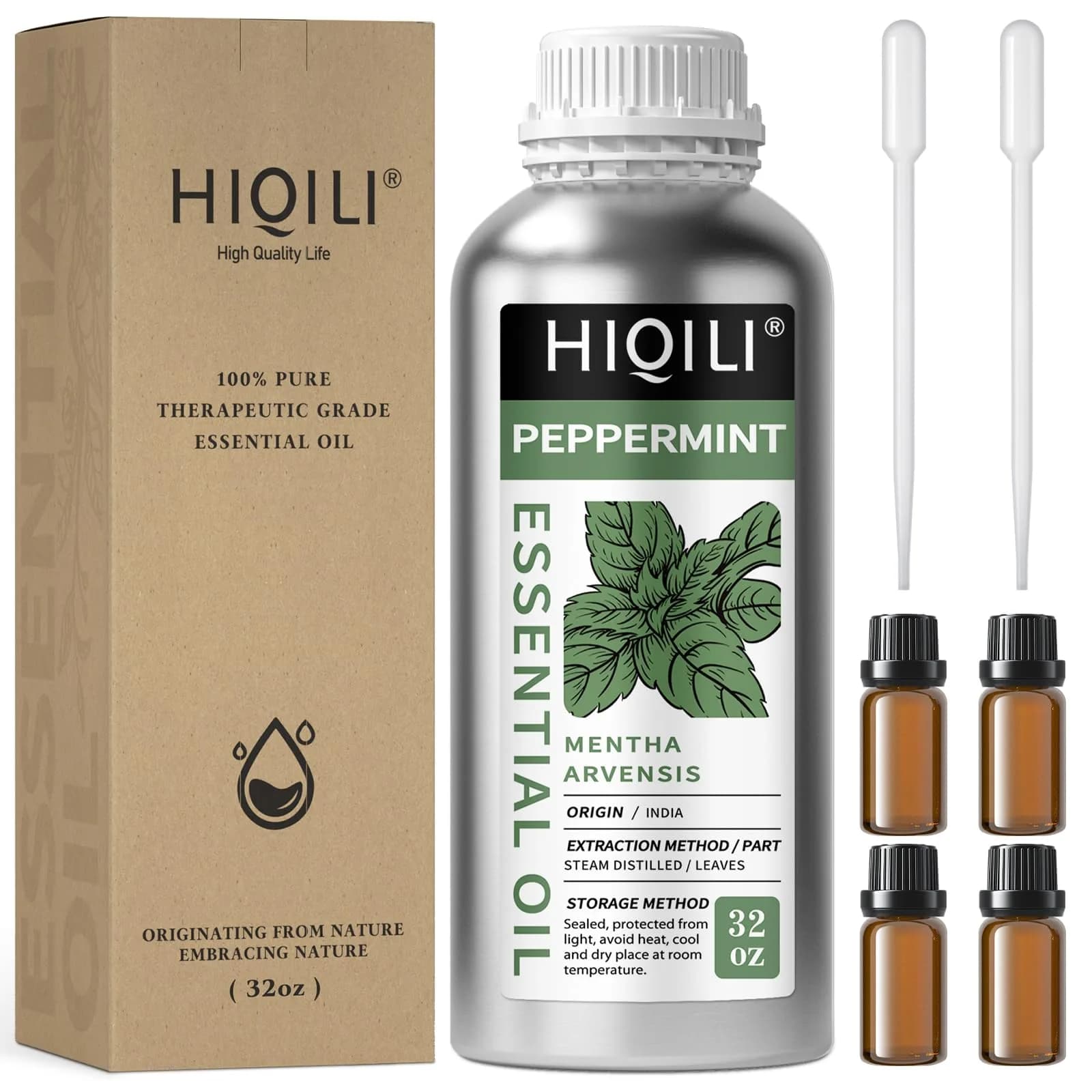 HIQILI Peppermint Essential Oil 32oz (946ml) | USA Imported Aromatherapy Oil - main product image
