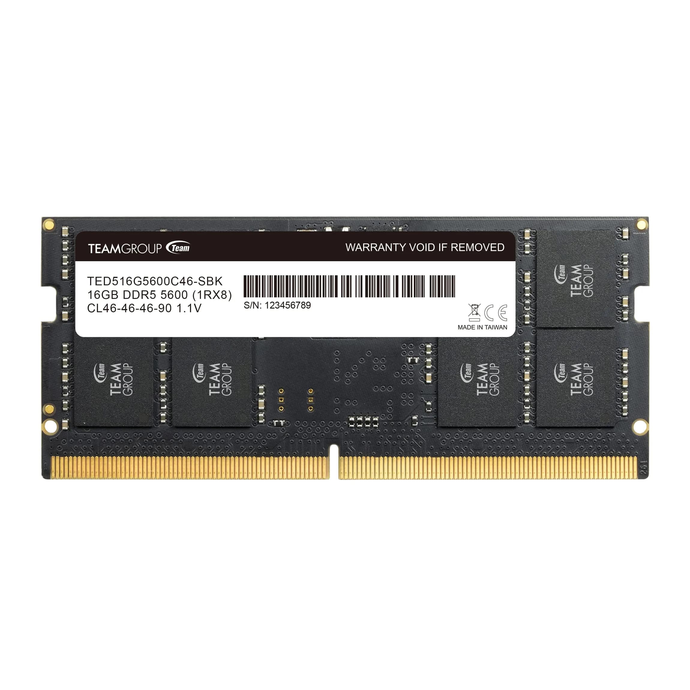 TEAMGROUP Elite DDR5 16GB (2x8GB) 5600MHz SODIMM Laptop RAM | 1.1V Low Voltage — Single Channel / 16GB Kit (1x16GB) / DDR5 5600MHz CL46-46-46-90