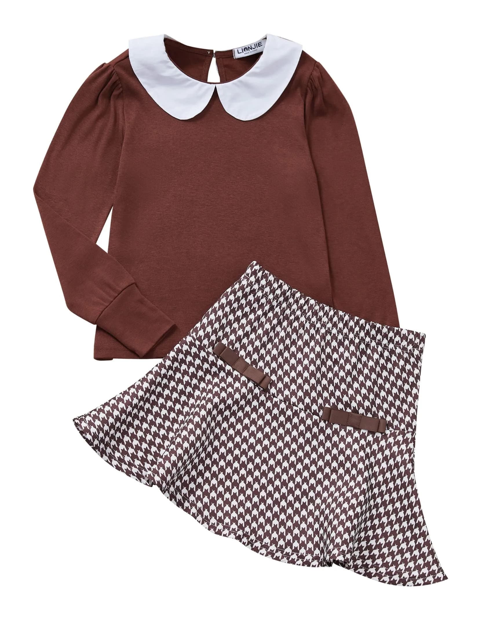 LIONJIE Toddler Girl Outfits Fall Winter Clothes Set | Festive Holiday Style (70-120 chars) — Brown