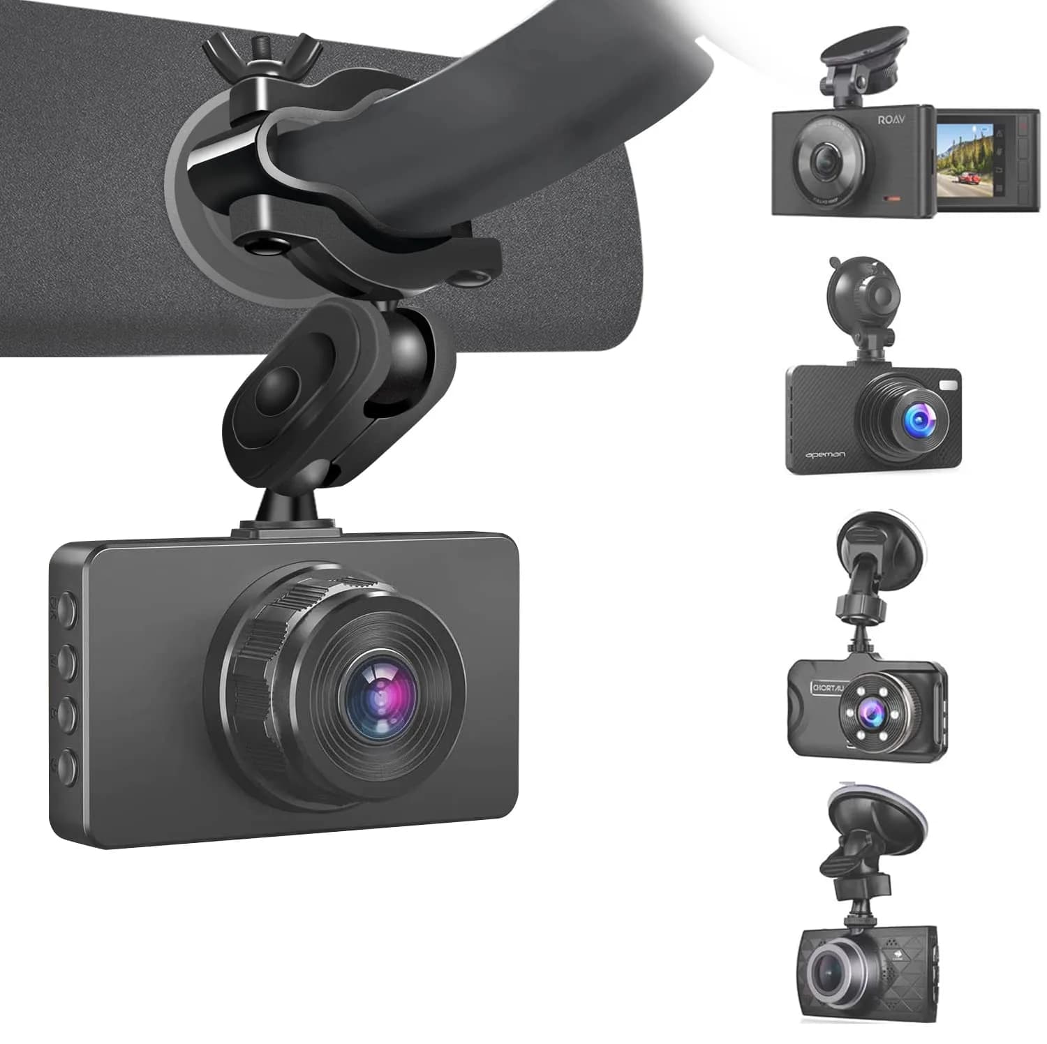 Sportway S70 Dash Cam Mirror Mount Holder with 6 Joints & Rubber Pad | Fits 13-51mm Poles - main product image