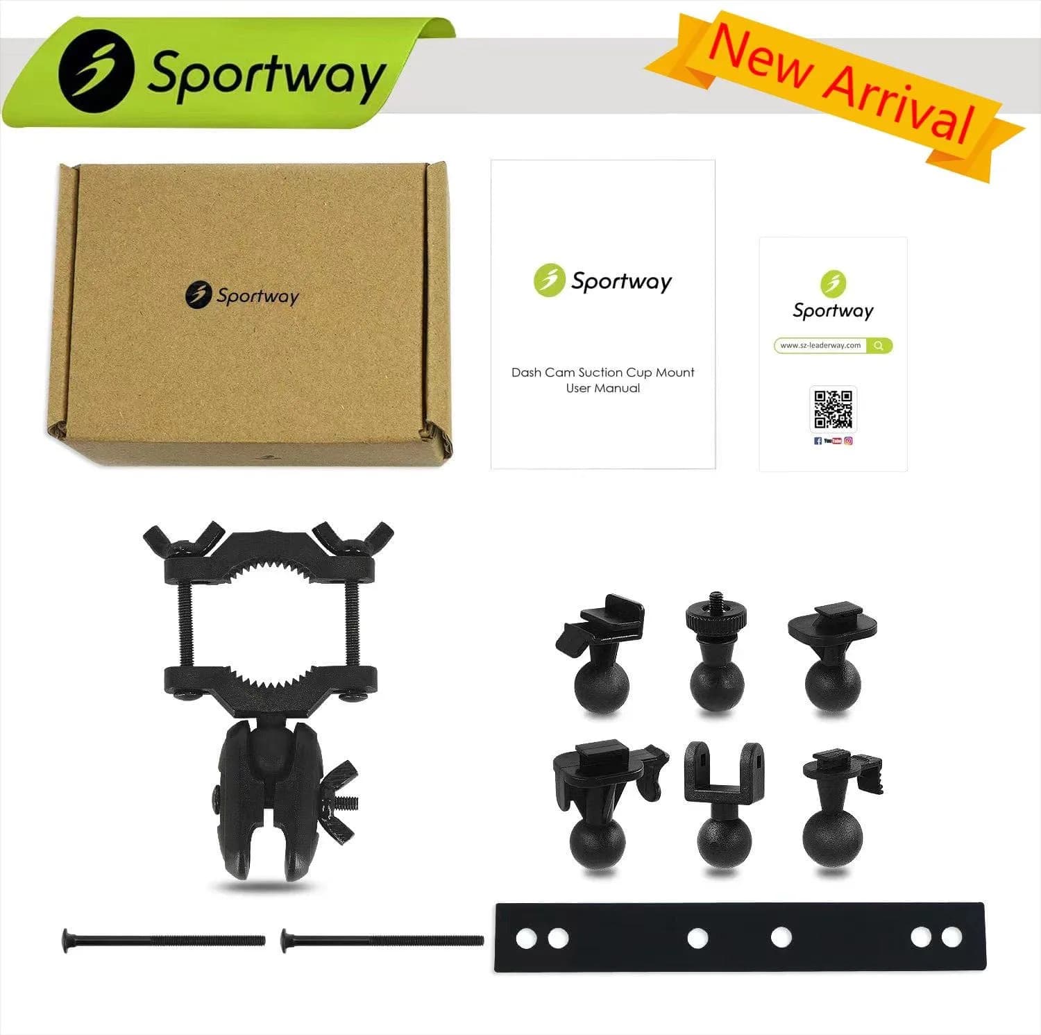 Sportway S70 Dash Cam Mirror Mount Holder with 6 Joints & Rubber Pad | Fits 13-51mm Poles - view 5