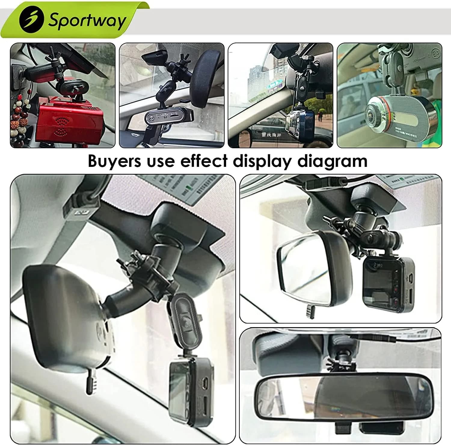 Sportway S70 Dash Cam Mirror Mount Holder with 6 Joints & Rubber Pad | Fits 13-51mm Poles - view 6