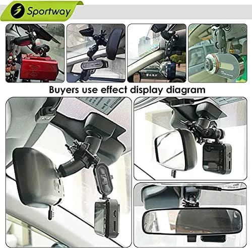 Sportway S70 Dash Cam Mirror Mount Holder with 6 Joints & Rubber Pad | Fits 13-51mm Poles thumbnail 6