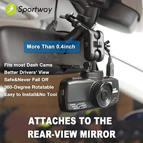 Sportway S70 Dash Cam Mirror Mount Holder with 6 Joints & Rubber Pad | Fits 13-51mm Poles thumbnail 2