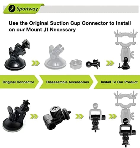 Sportway S70 Dash Cam Mirror Mount Holder with 6 Joints & Rubber Pad | Fits 13-51mm Poles thumbnail 3