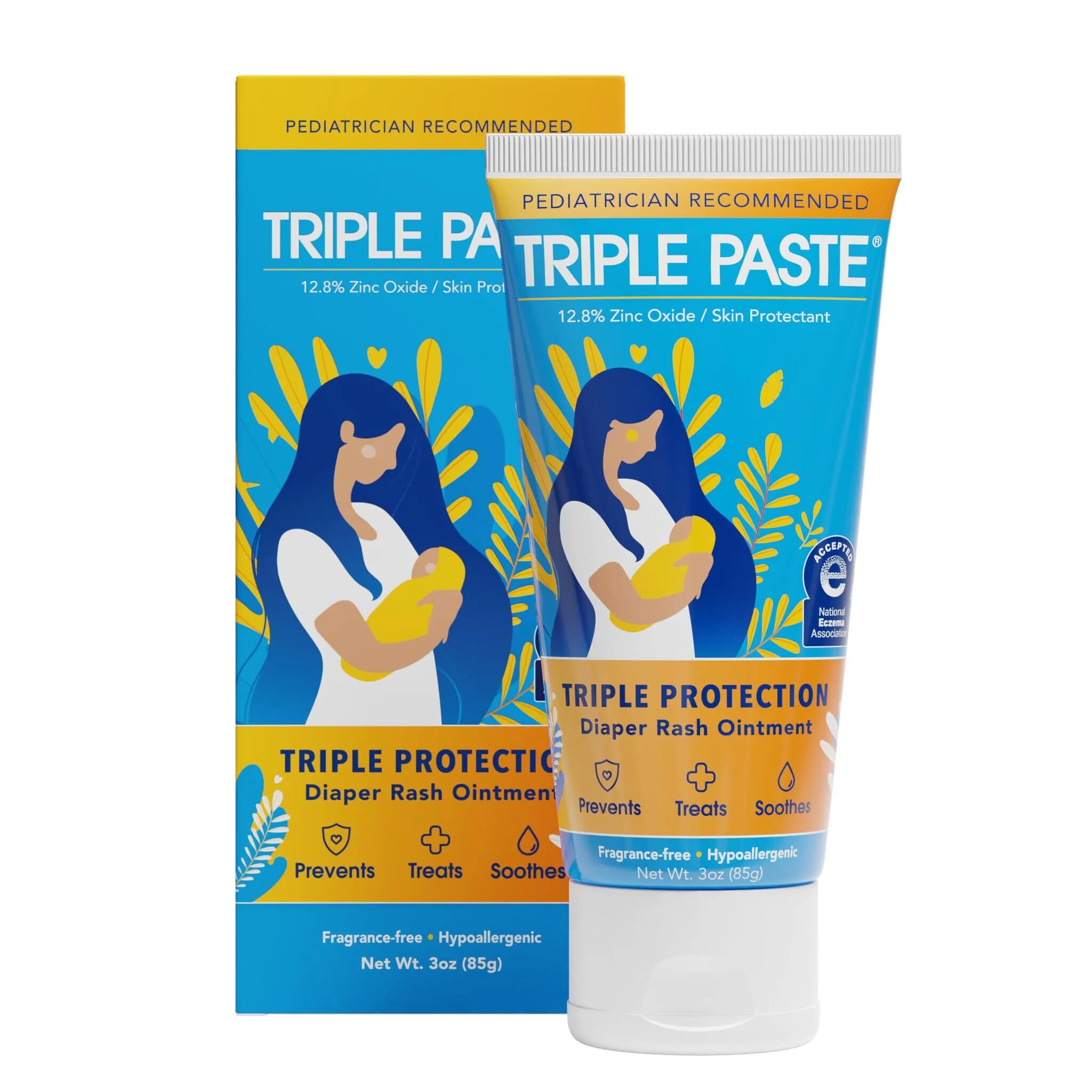 Triple Paste Diaper Rash Cream Zinc Oxide Baby Ointment 85g (3 oz) | Pediatrician Recommended Skin Protectant - main product image