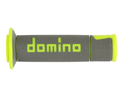 DOMINO A450 Road Race Motorcycle Handlebar Grips Medium/Soft | Italian Aluminum, 22mm Fit, Gray/Neon Yellow thumbnail 2
