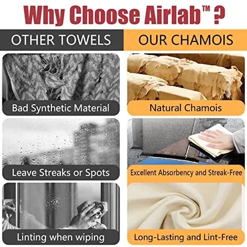 Airlab Chamois Cloth for Car 20'' x 27.6'' | Ultra Absorbent Leather Shammy Towel (70-120c) thumbnail 3