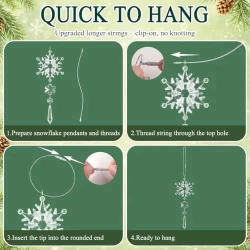 GuassLee Crystal Ornaments for Christmas Tree Winter Wonderland Decorations 20 pcs (18 Count) | Shatterproof Acrylic Hanging Pendants thumbnail 6