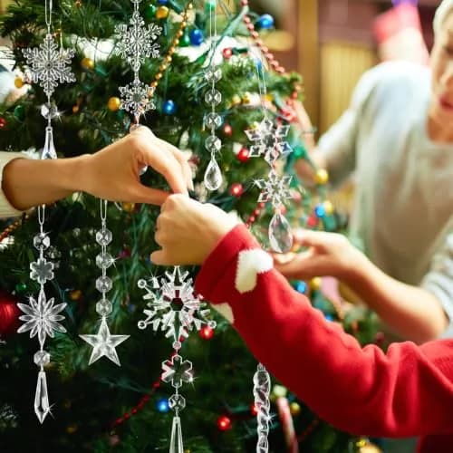 GuassLee Crystal Ornaments for Christmas Tree Winter Wonderland Decorations 20 pcs (18 Count) | Shatterproof Acrylic Hanging Pendants thumbnail 7