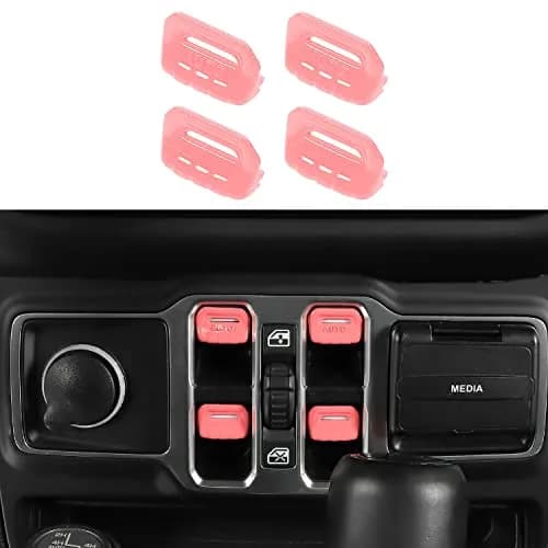Jimen Pink 4PCS Electronic Switch Cover for Jeep Wrangler JL & Gladiator | Stylish Interior Accessory thumbnail 1