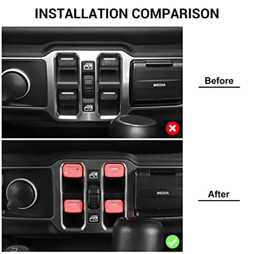 Jimen Pink 4PCS Electronic Switch Cover for Jeep Wrangler JL & Gladiator | Stylish Interior Accessory thumbnail 7