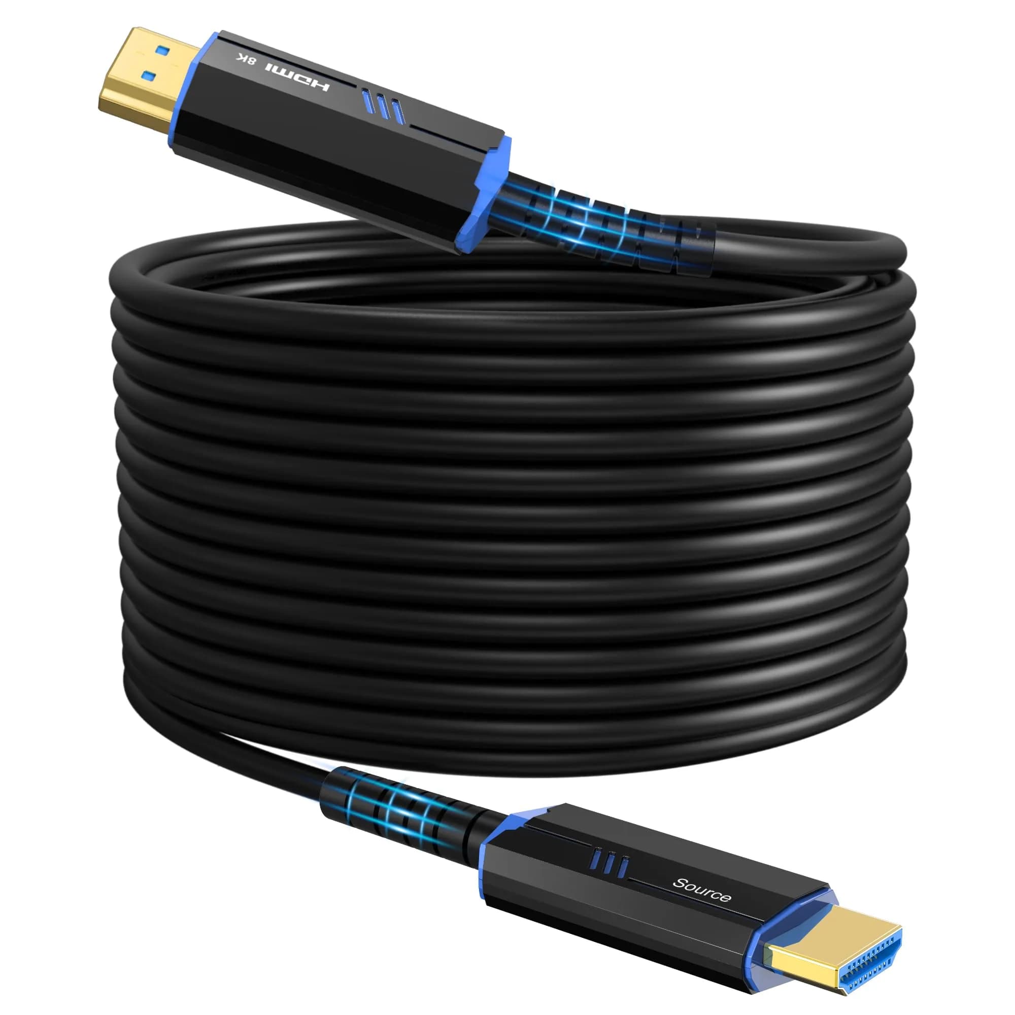ecjtu 8K Long HDMI Fiber Optic Cable 50ft | 8K@60Hz, 4K@120Hz, HDR Support, eARC, HDMI 2.1, PC & Gaming Compatible