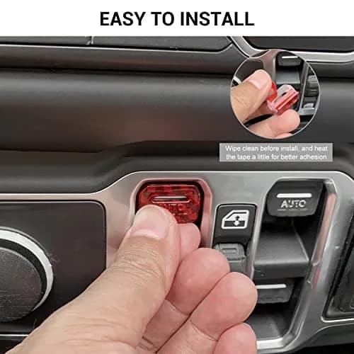 Jimen Compatible with Jeep Wrangler JL JLU 2018-2023 & Gladiator JT 2020-2023, 4PCS Red Carbon Fiber Interior Switch Cover thumbnail 6