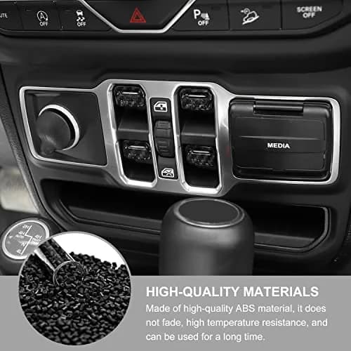 Jimen Compatible with Jeep Wrangler JL JLU 2018-2023 & Gladiator JT 2020-2023, 4PCS Carbon Fiber Interior Trim thumbnail 5