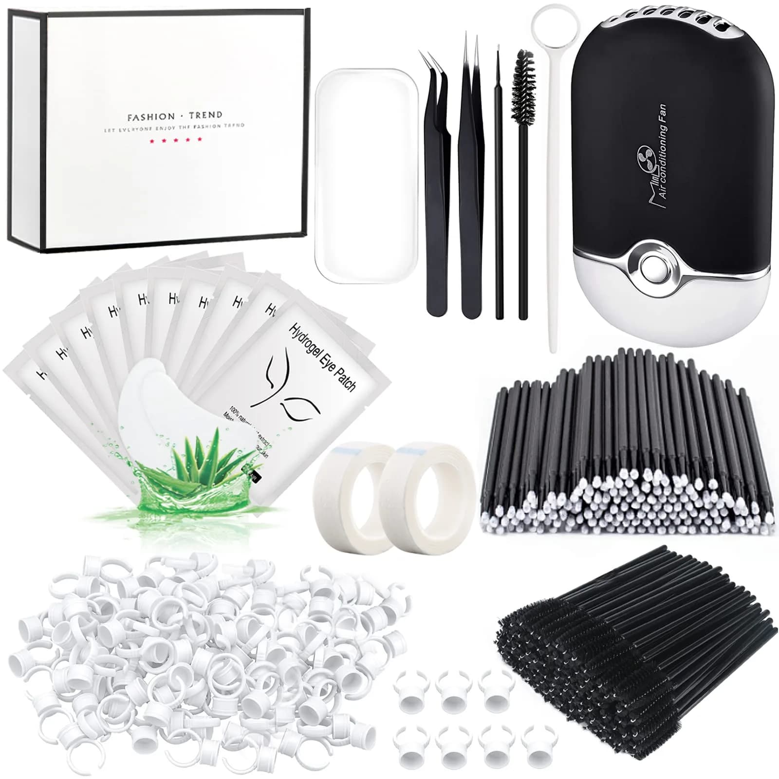 QUKLOGEN Eyelash Extension Kit with USB Fan Dryer & 267 Tools | Black - main product image