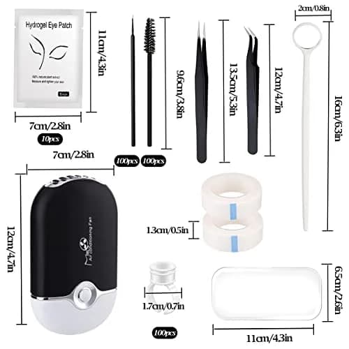 QUKLOGEN Eyelash Extension Kit with USB Fan Dryer & 267 Tools | Black thumbnail 2