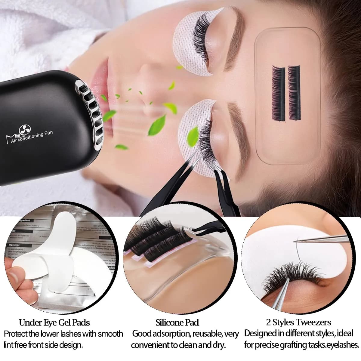 QUKLOGEN Eyelash Extension Kit with USB Fan Dryer & 267 Tools | Black - view 3