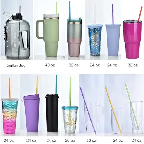ALINK 12-Pack Glitter Reusable Hard Plastic Tumbler Straws 33cm (13 inch) | Extra Long for Gallon Jugs thumbnail 4