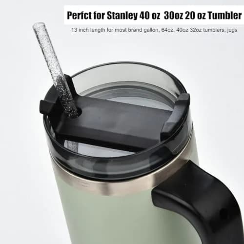 ALINK 12-Pack Glitter Reusable Hard Plastic Tumbler Straws 33cm (13 inch) | Extra Long for Gallon Jugs thumbnail 6