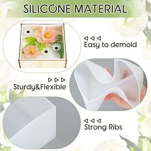 Potchen Large Silicone Molds for Resin Art Hexagon & Deep Square | DIY Flower Preservation & Jewelry Making thumbnail 5