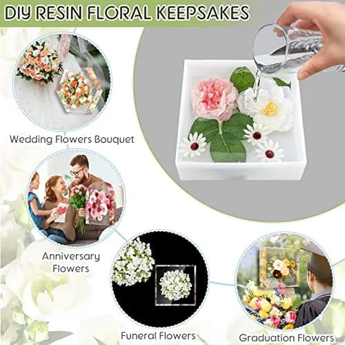 Potchen Large Silicone Molds for Resin Art Hexagon & Deep Square | DIY Flower Preservation & Jewelry Making thumbnail 6