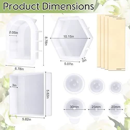 Potchen Large Silicone Molds for Resin Art Hexagon & Deep Square | DIY Flower Preservation & Jewelry Making thumbnail 2