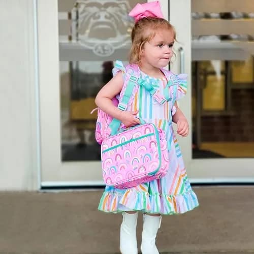 mibasies Kids Lunch Box for Girls, Insulated Lunch Bag School Kindergarten Pink Rainbow 2.5L (8.5 Fl Oz) | Cute & Durable for School thumbnail 2